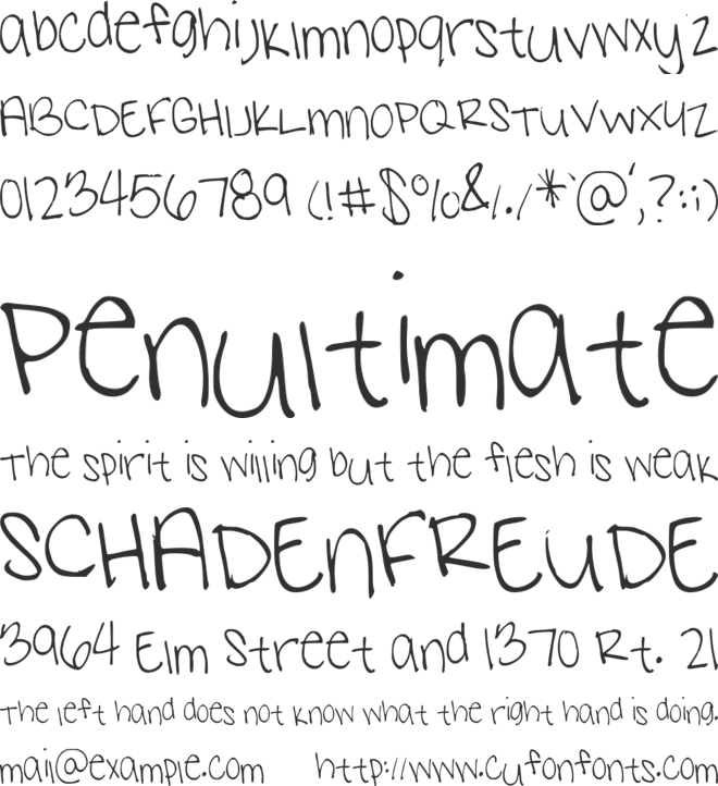 Sams Hanwriting font preview