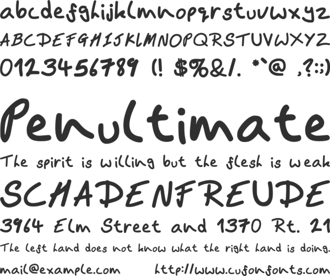 Bams Hand font preview