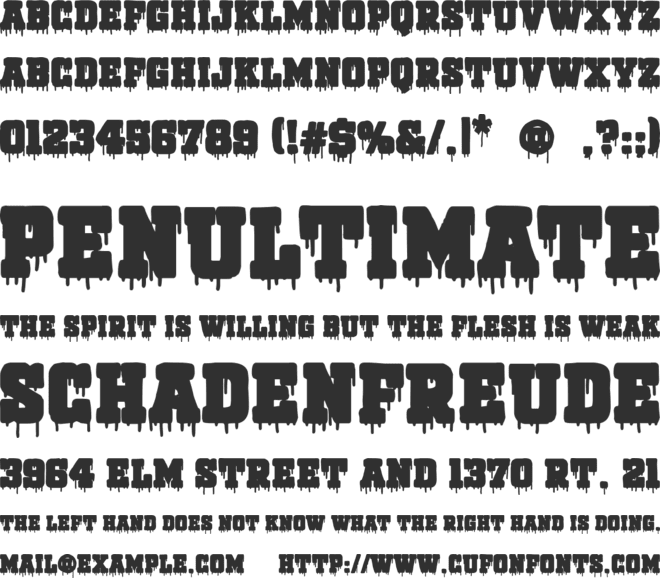 Bloody Lake University font preview