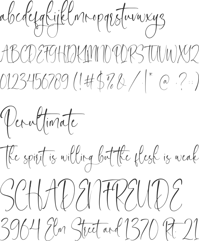 Handmost font preview