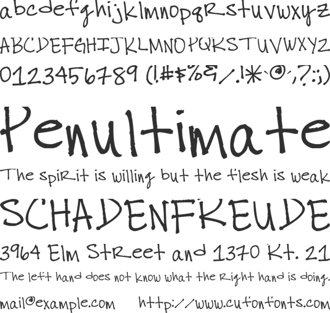 thuys chicken scratch font preview