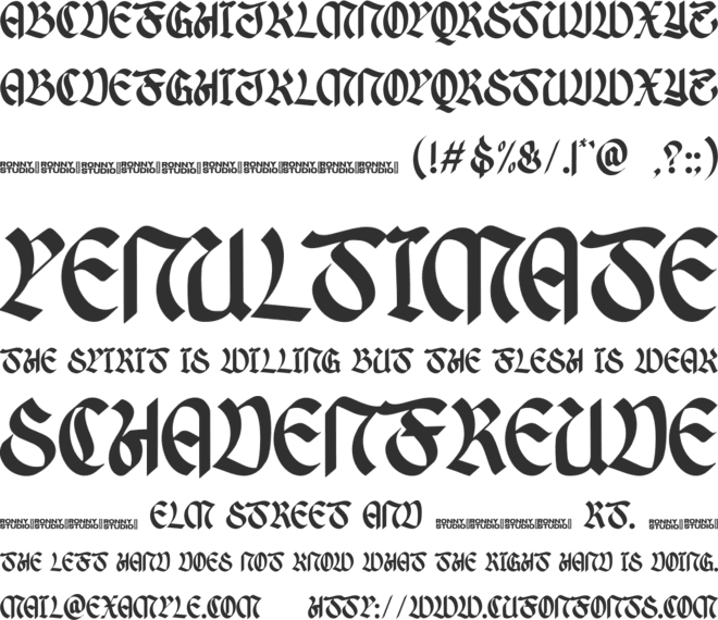 Warfake font preview