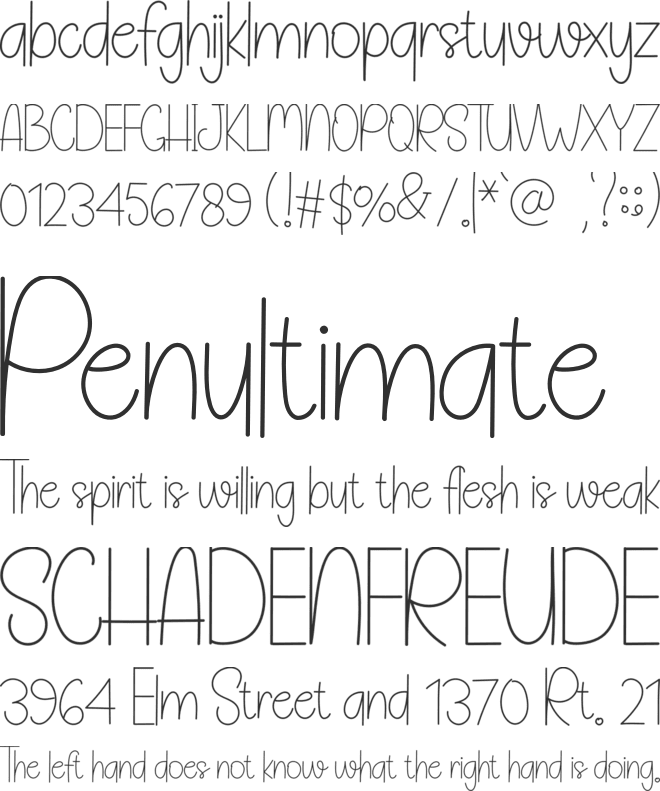 Seventeen font preview