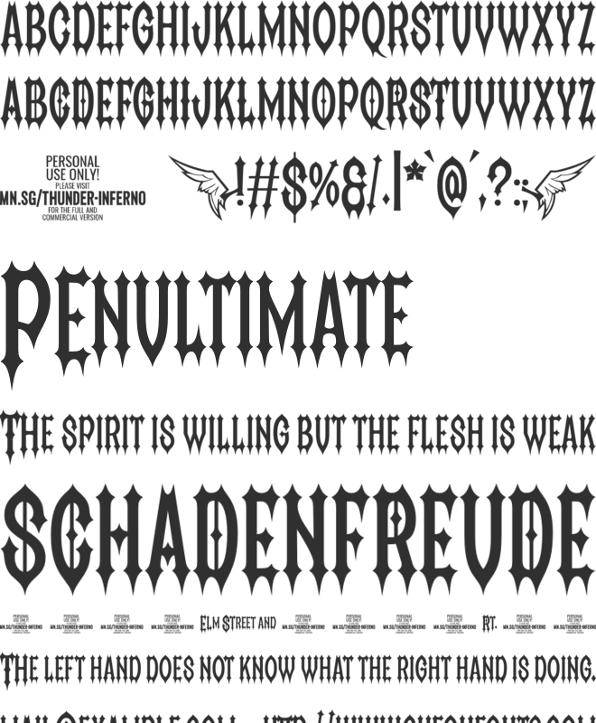 Thunder Inferno PERSONAL USE font preview