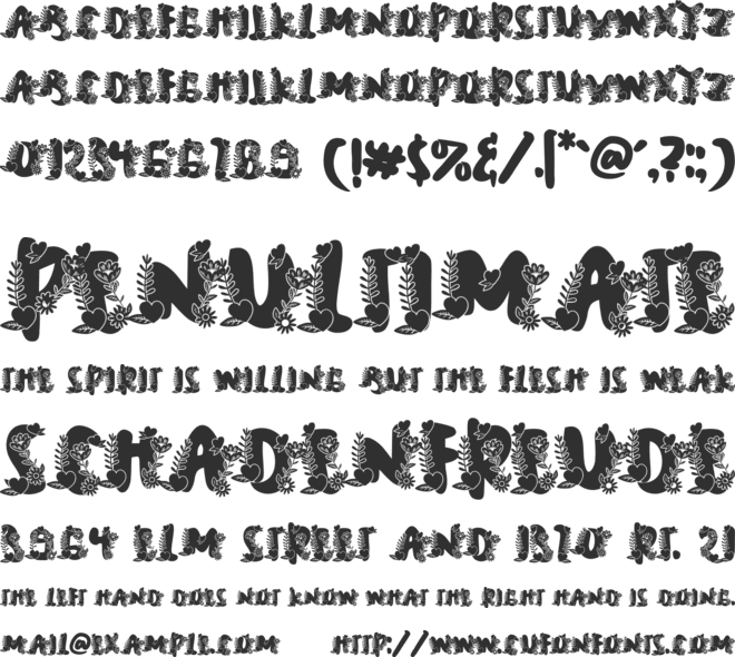 Plump Love Monogram font preview