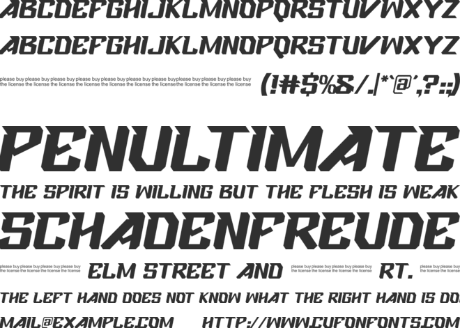 Faster Race font preview