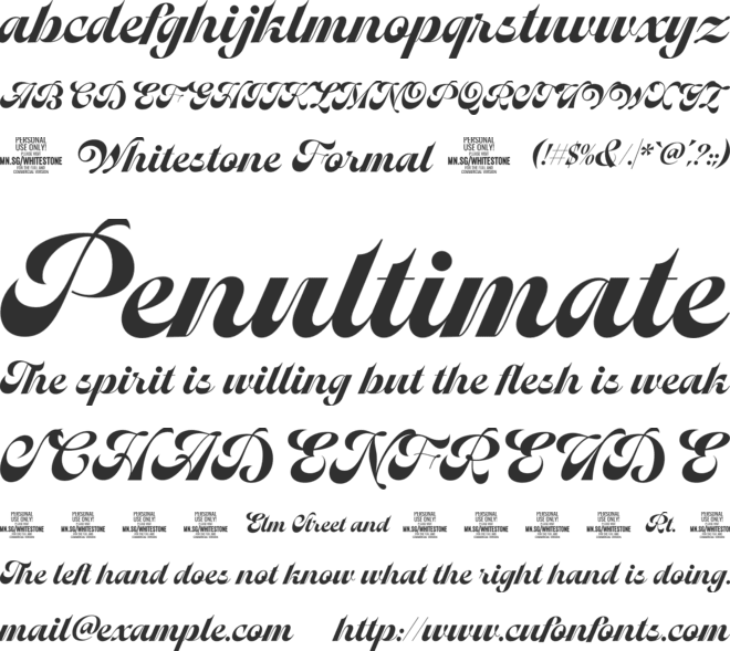 Whitestone Formal PERSONAL font preview