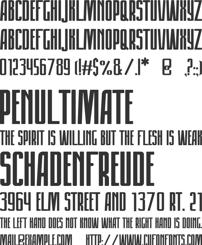 Vysota font preview