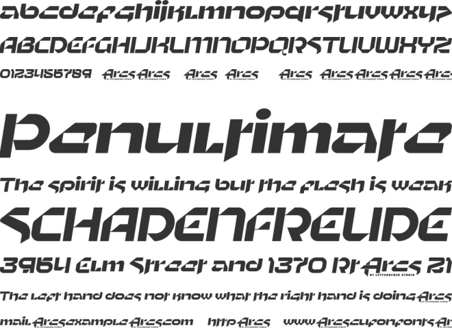 Arcs font preview