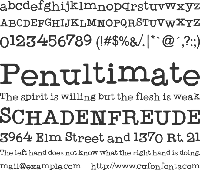 Typewriter Style font preview