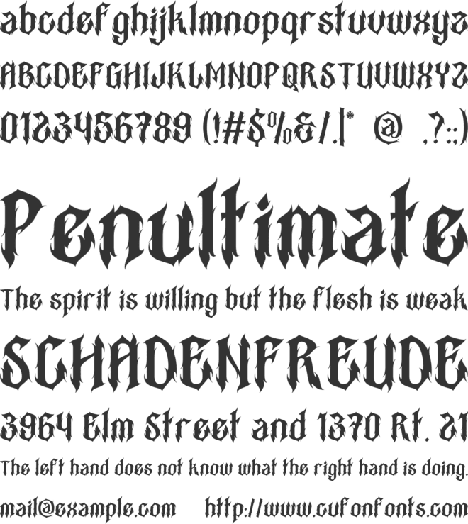 Purevil font preview
