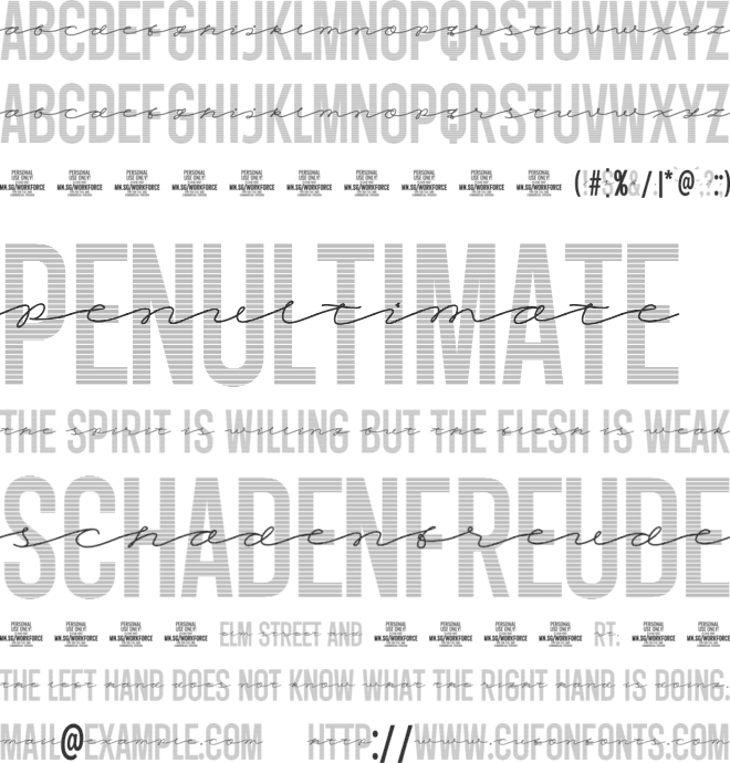 Workforce Combine PERSONAL USE font preview