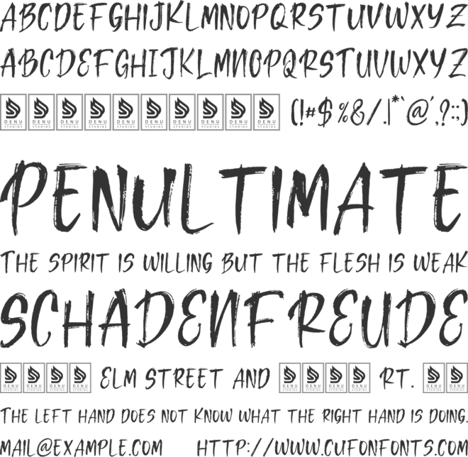 Thevalo Brush font preview
