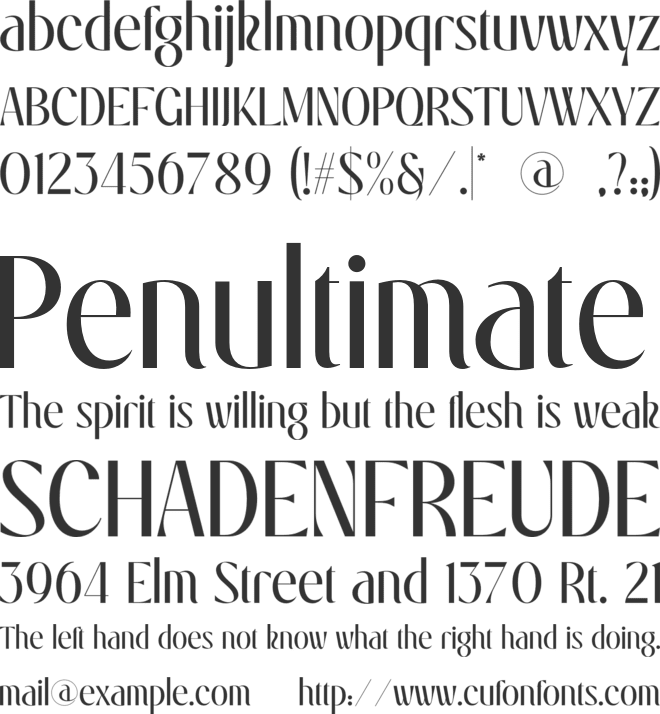 SS Serenity font preview