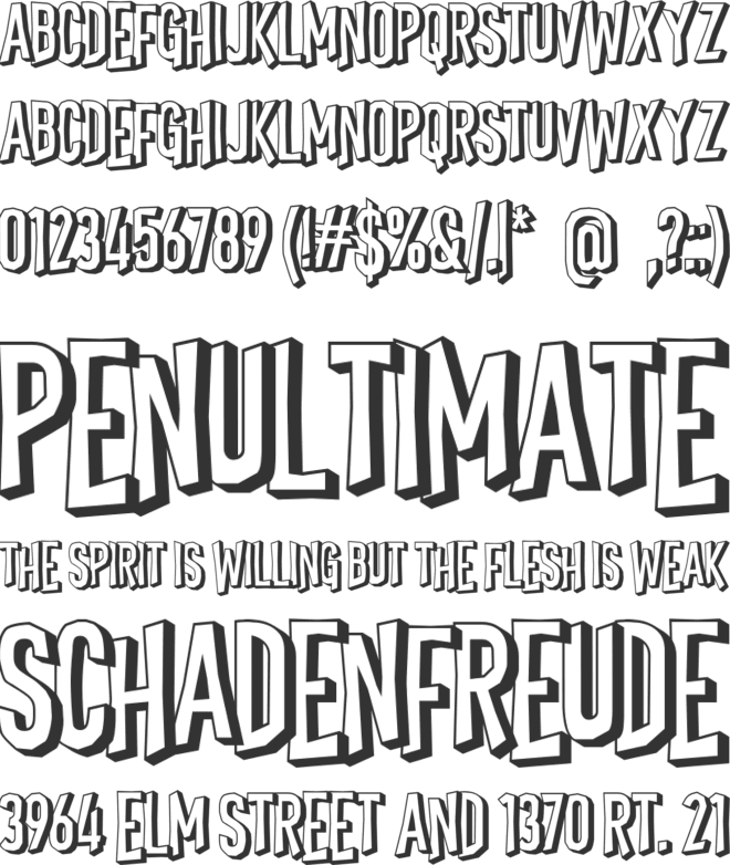 Witches Skeletons Shadow Obliqu font preview