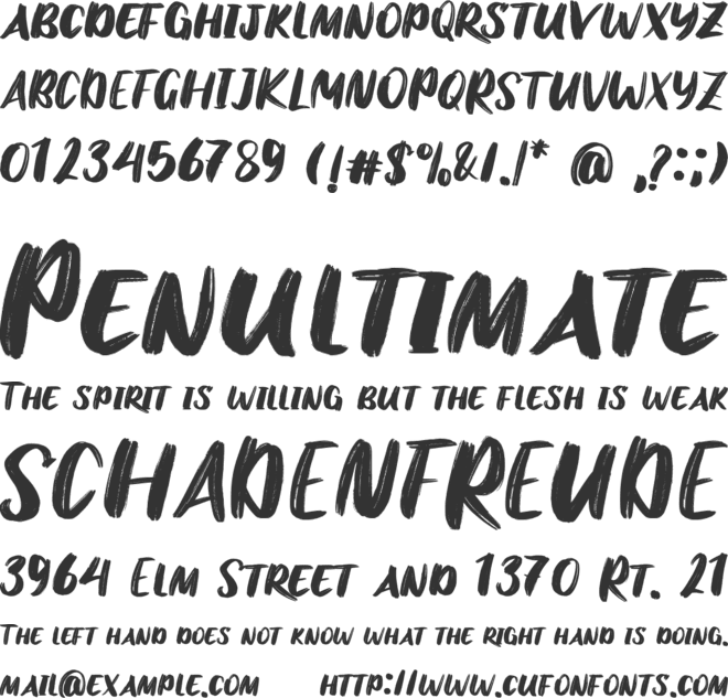 Bomber Brush font preview