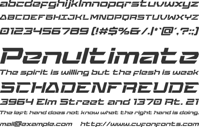 Ultimate Gear Slant font preview