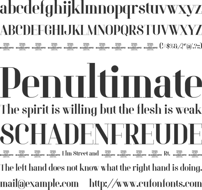 Brass Hopper Head PERSONAL font preview