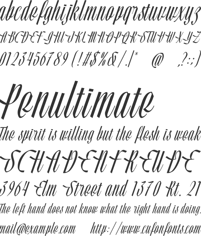 Behind Master font preview