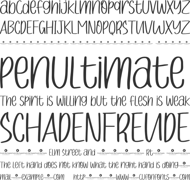 Smother Spoon font preview