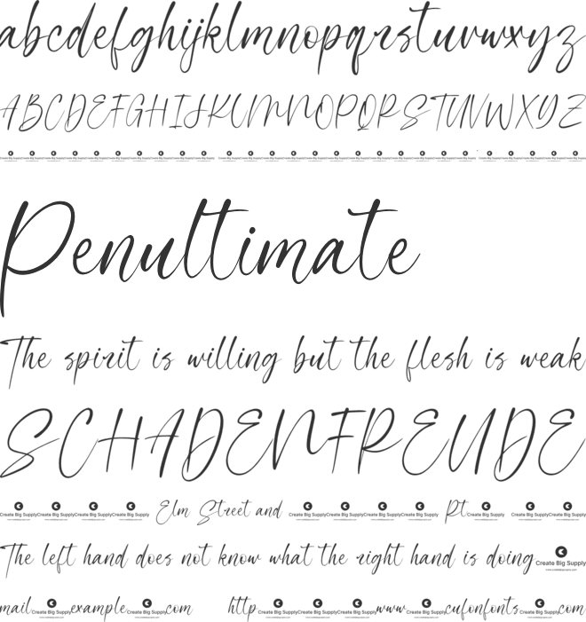 Handrail Signature font preview