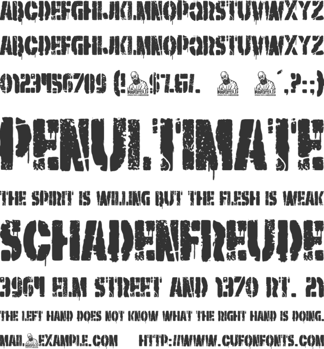 War Machine Stencil font preview