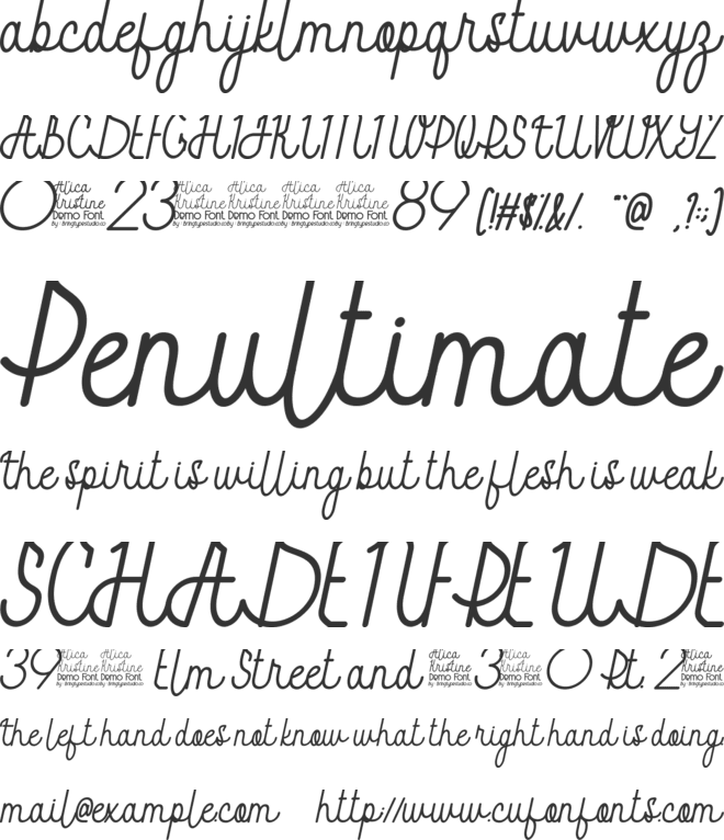 Alica Kristine  Slant font preview