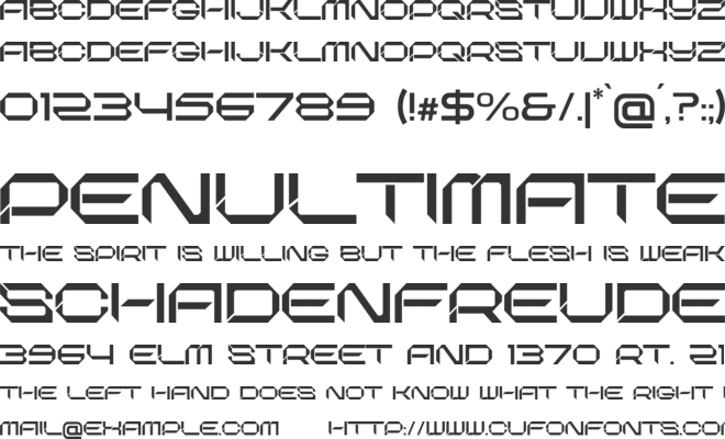 Transonite font preview