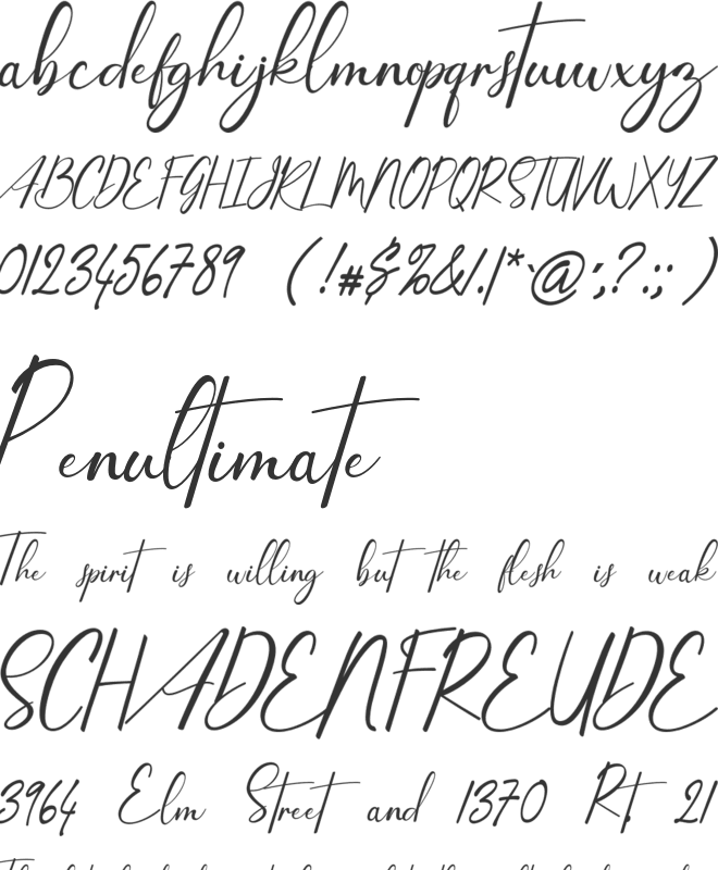 Bethoughter font preview