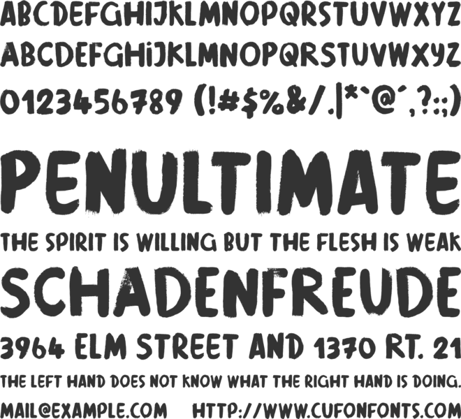 Brushed TC font preview