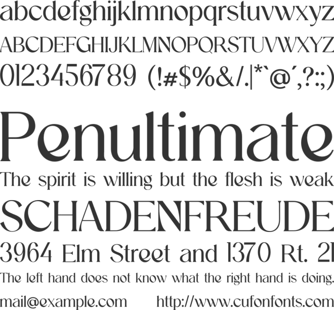 Engraved font preview