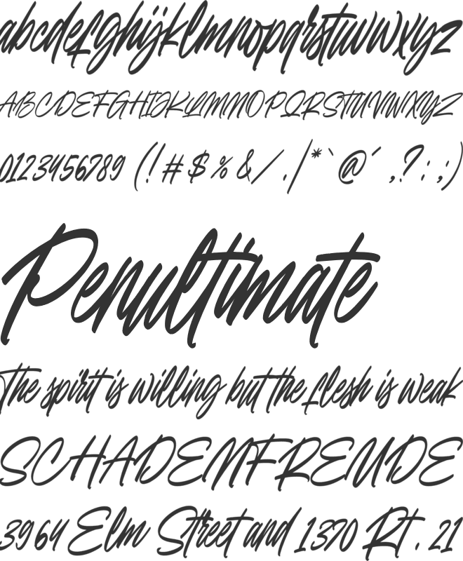 Favorable Whispering Midnight font preview