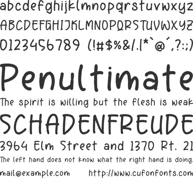 Kinderson Notes font preview