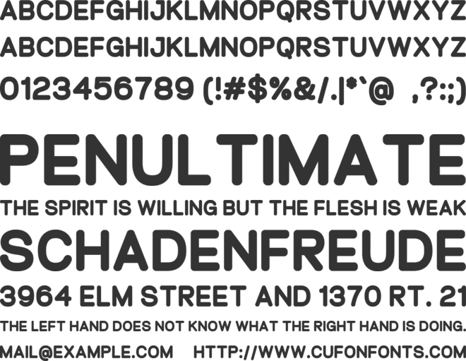 Cutebaby font preview