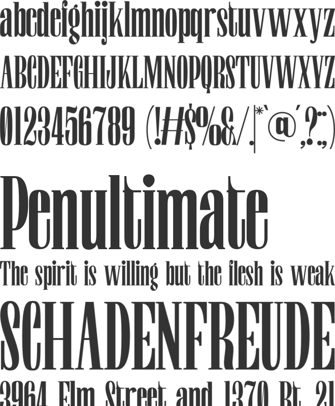 Quietness font preview