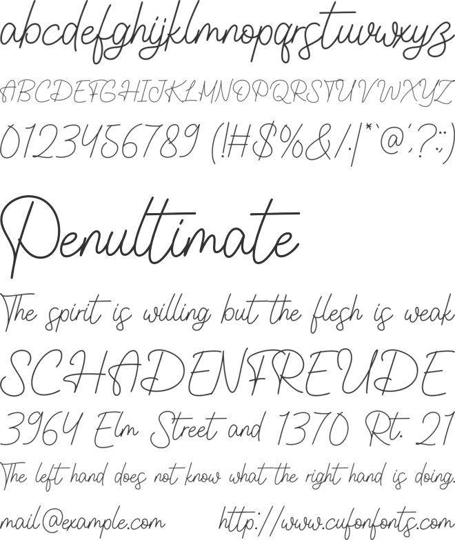 Melfianita font preview