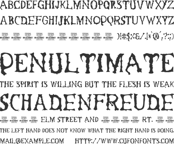 Gnarly Spine Black PERSONAL font preview