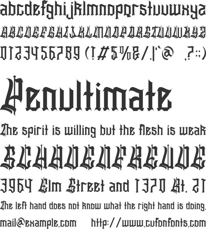 Slithevran font preview