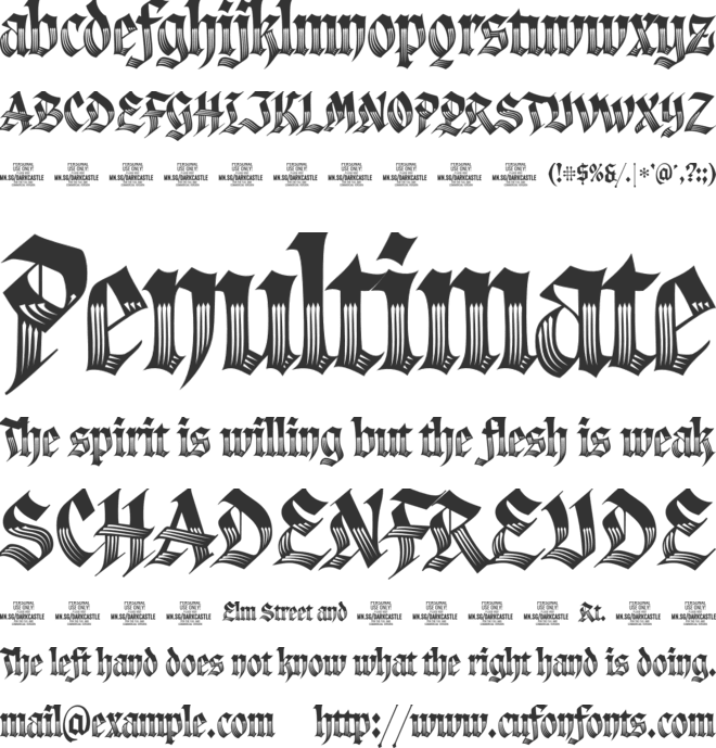 Darkcastle PERSONAL USE font preview