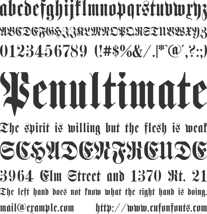 Schmale Halbfette Fraktur font preview