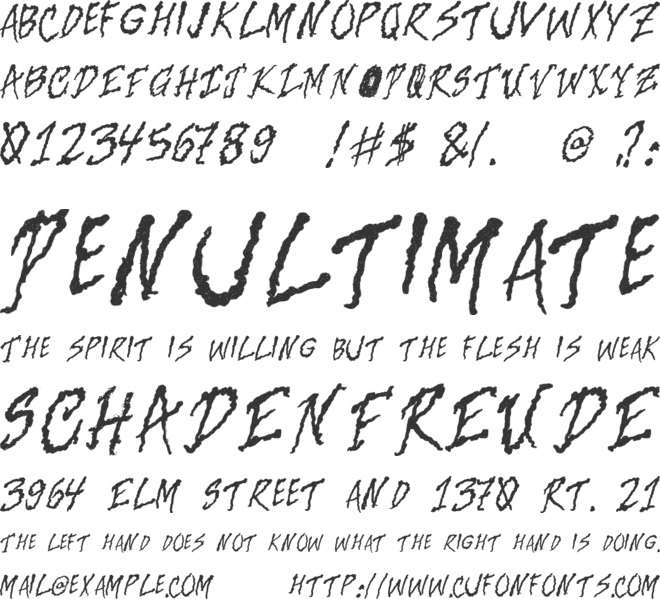 And The Door Creeeaked font preview