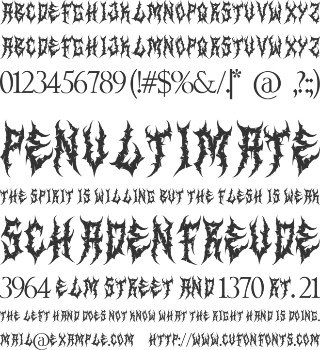 Umbrae Metal Font font preview