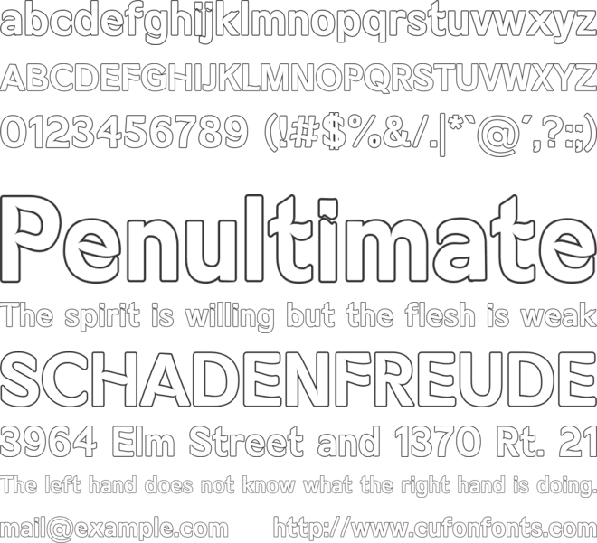 Lemony Outline font preview