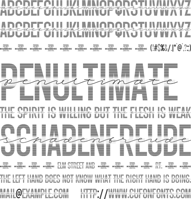 Workforce Gradient PERSONAL USE font preview