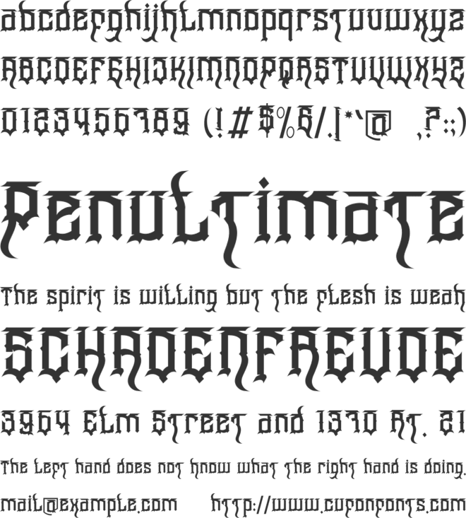 Wangor Asfrac font preview