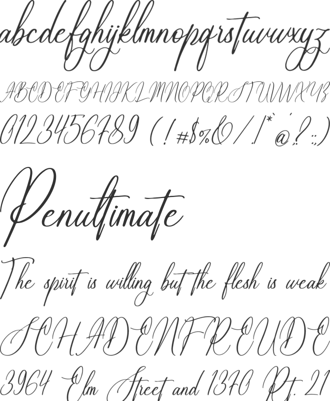 Shastenlly font preview