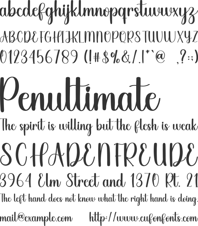 Families font preview