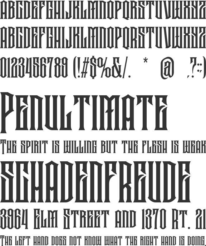 Bruno back font preview