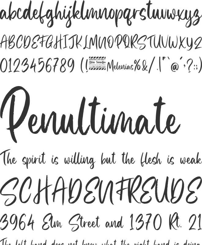 Melenias Personal Use Only font preview