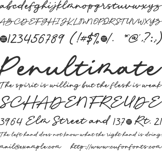 Emily Bound-Trial font preview